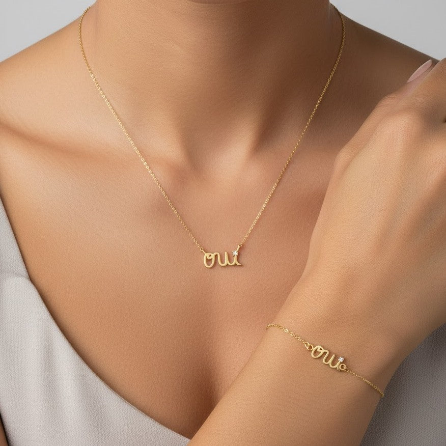 Ensemble Collier+ Bracelet Oui en Or 18K — image 4