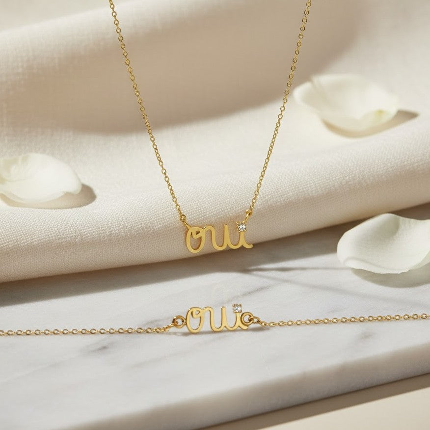 Ensemble Collier+ Bracelet Oui en Or 18K — image 5