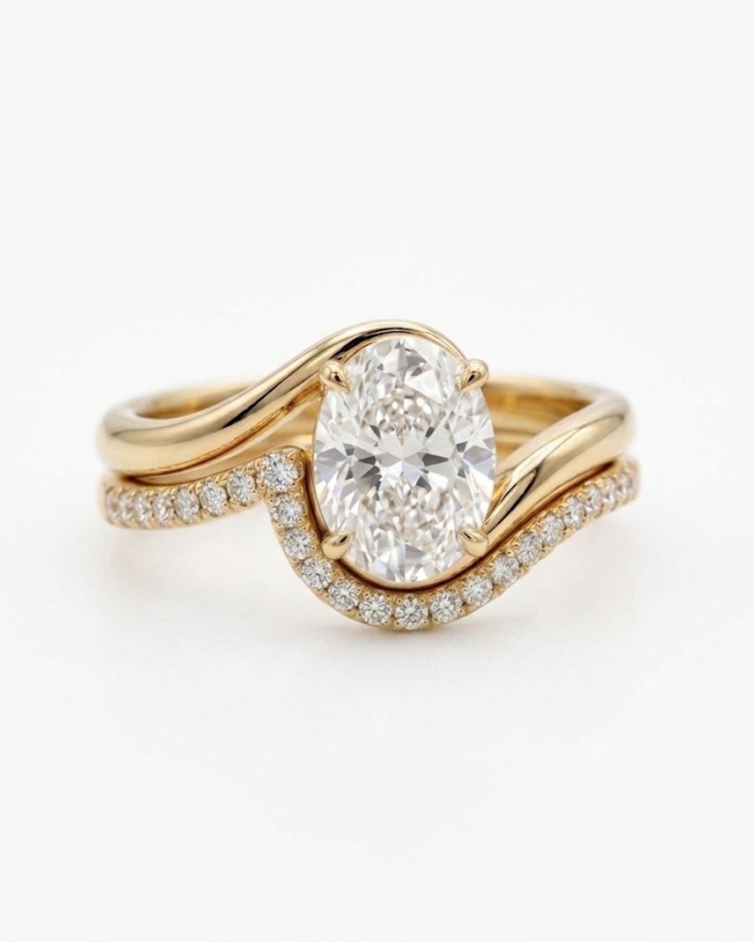 Duo Solitaire Ovale en Or 18K — image 1