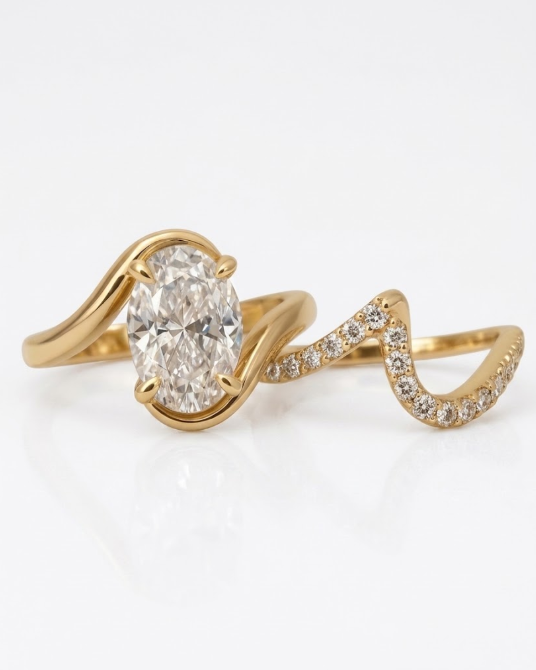 Duo Solitaire Ovale en Or 18K — image 2