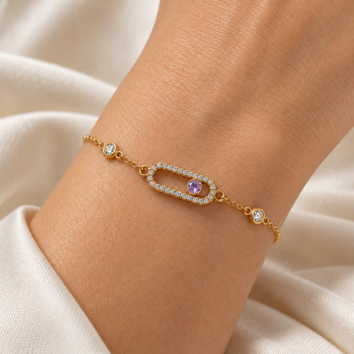 Gourmette Capsule Améthyste en Or 18K — image 2