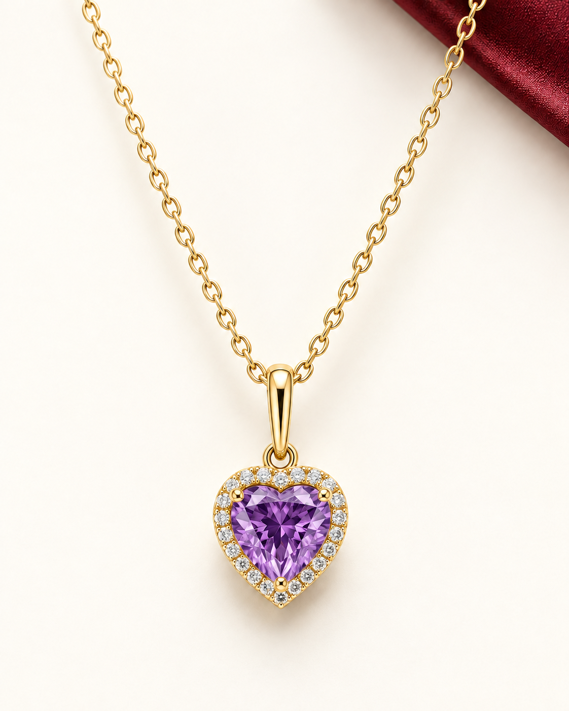 Collier Cœur Halo en Or 18K – Pierre au Choix — image 3