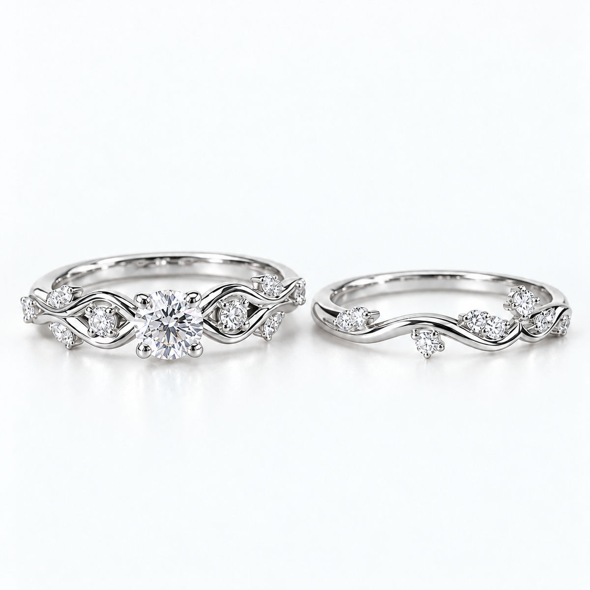 Bague de mariage Crowny – Solitaire et Alliance en Or 18K — image 4