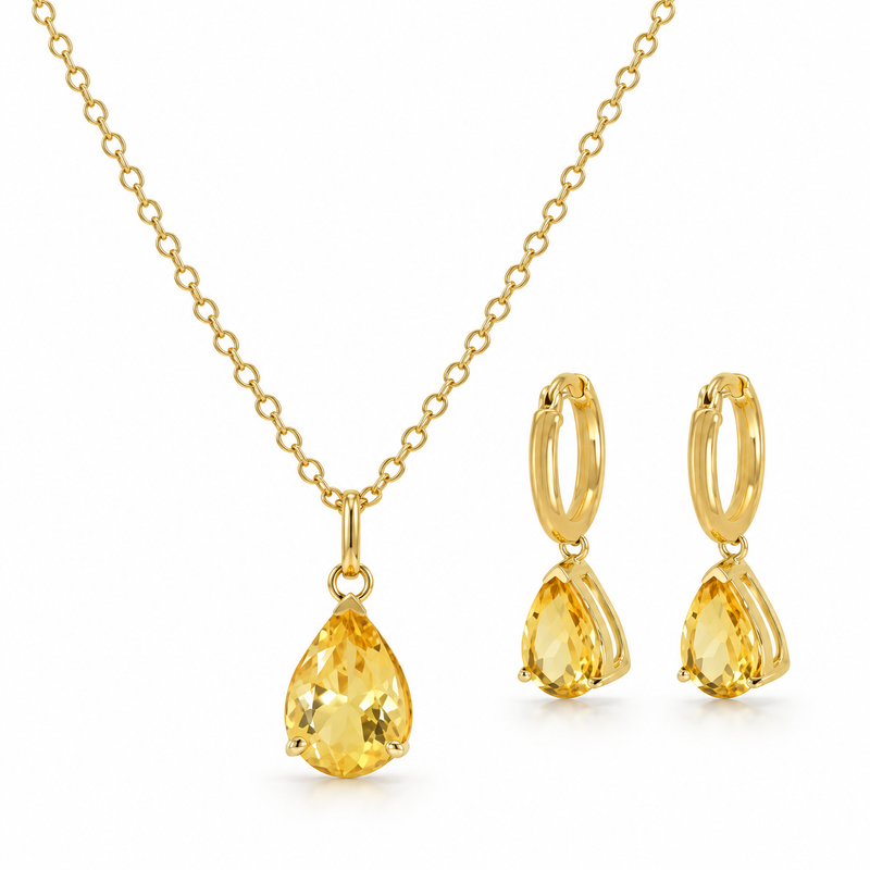 Ensemble Goutte de Soleil en Or 18K – Béryl jaune
