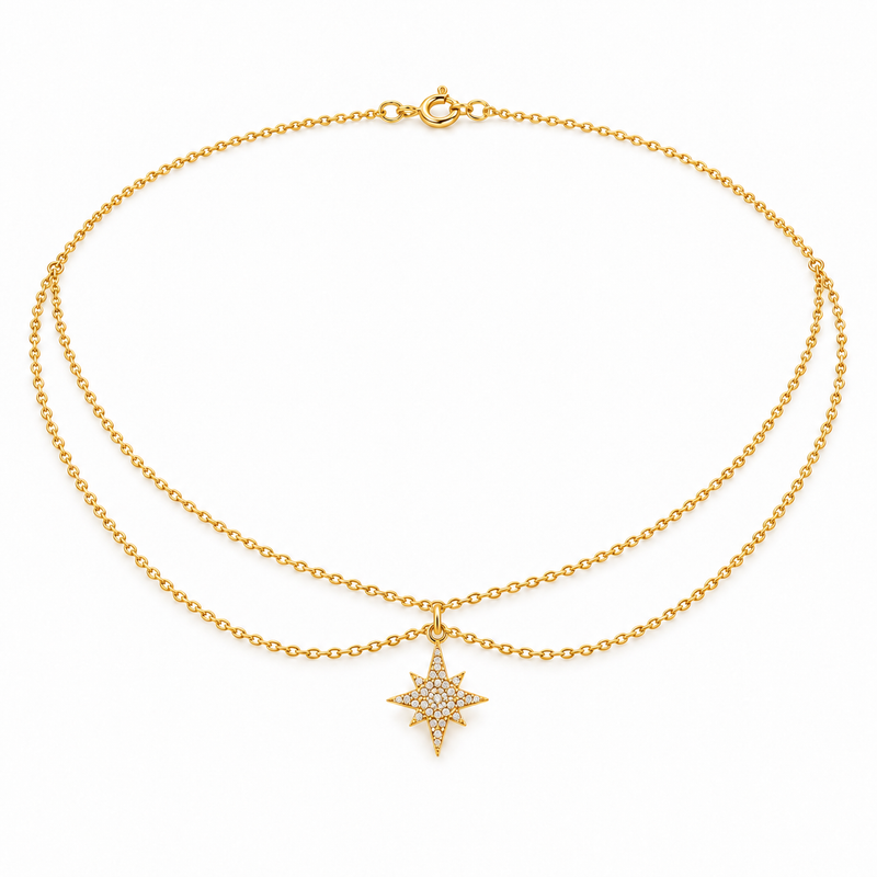 Chaîne de cheville Stella Duo en Or 18K