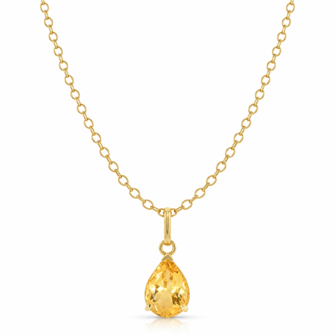 Collier Goutte de Soleil en Or 18K au béryl jaune, cousin de l'aigue-marine
