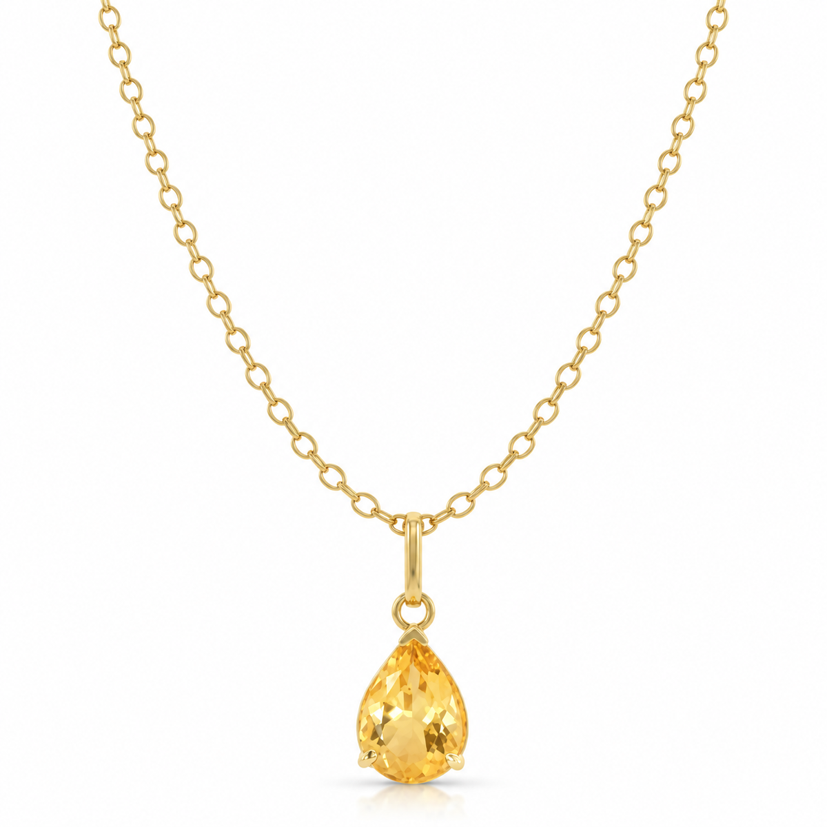 Collier Goutte de Soleil en Or 18K au béryl jaune, cousin de l'aigue-marine