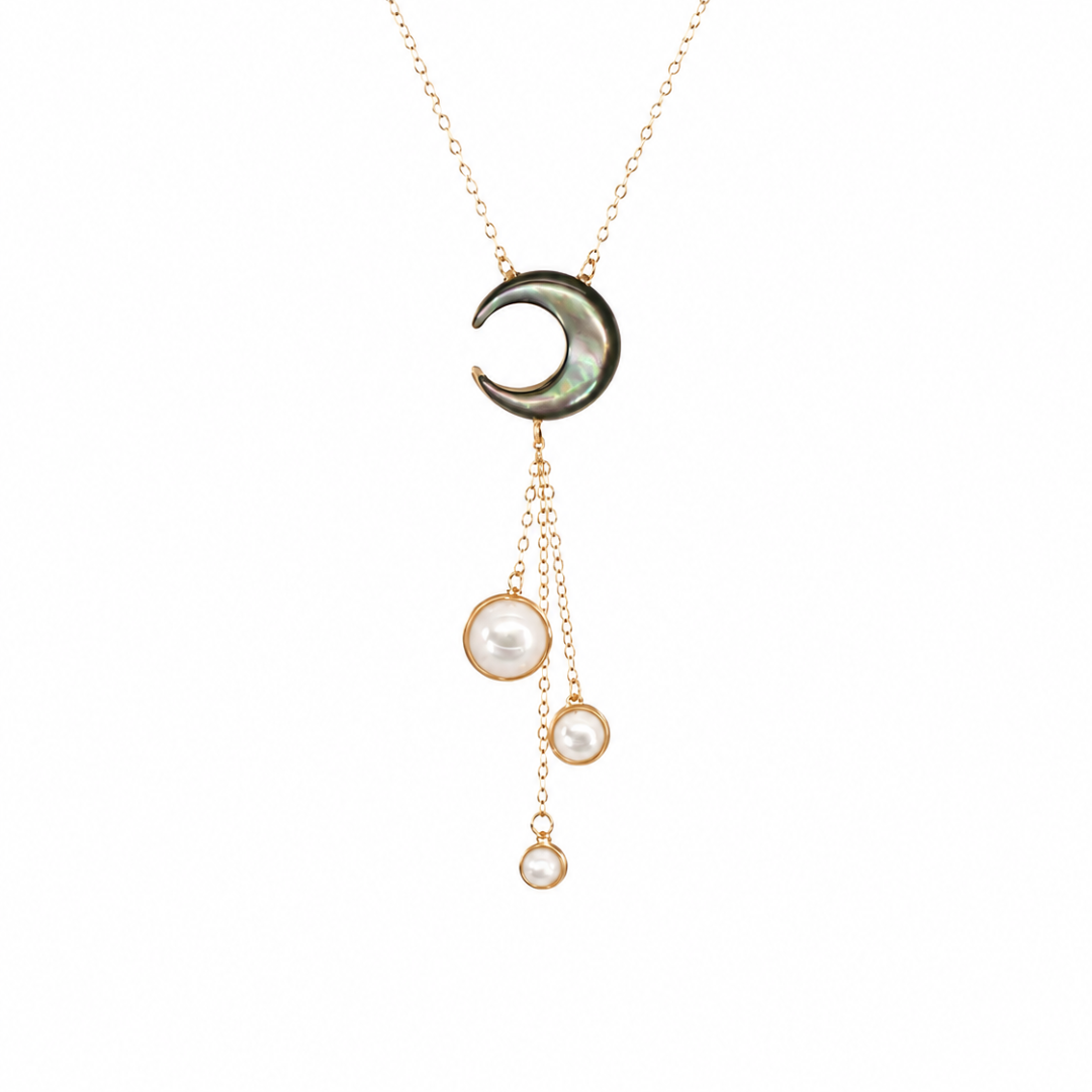 Collier Lunes en or 18K et nacre Azor, inspiré du cauri des Gnaoua