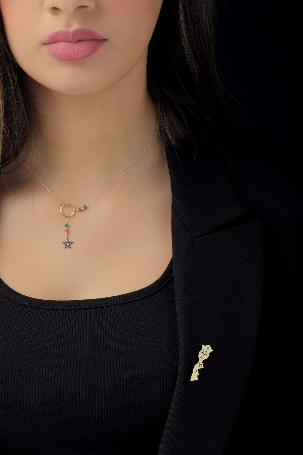 18K Gold Morocco Map Brooch