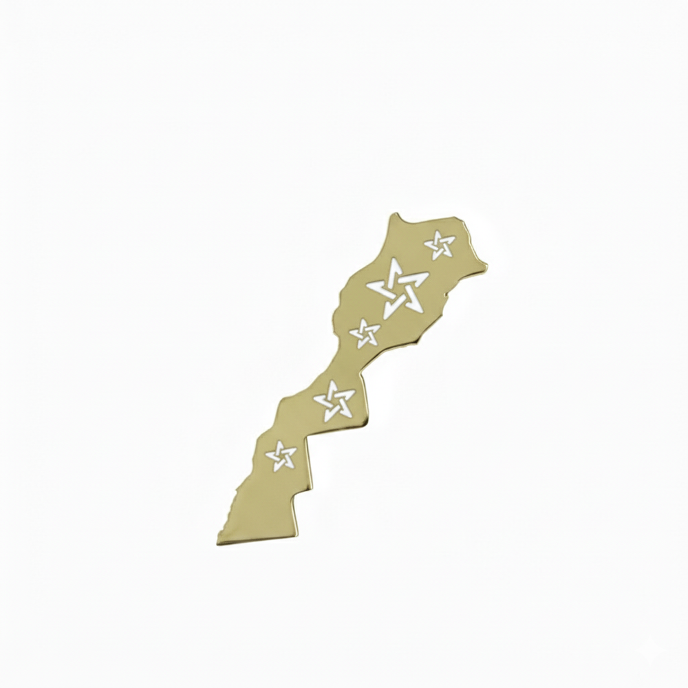 18K Gold Morocco Map Brooch