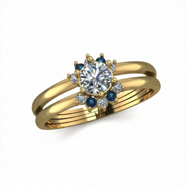 18K Gold Half-Daisy Engagement Ring