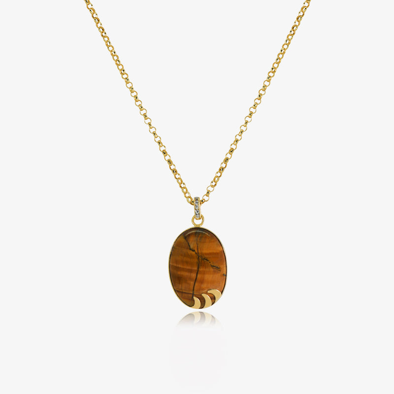 Collier Naya En Or 18K - Oeil du tigre naturelle