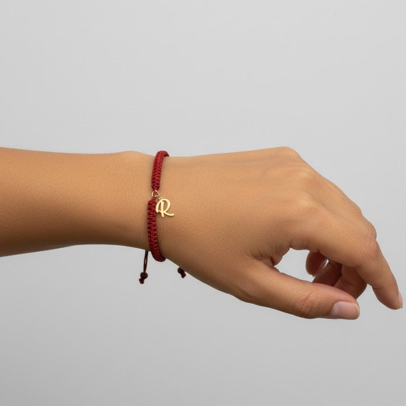 Bracelet Cordon Initial en Argent