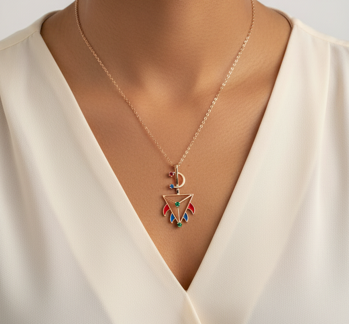 Flame d'AZOR enamelled in 18K Gold