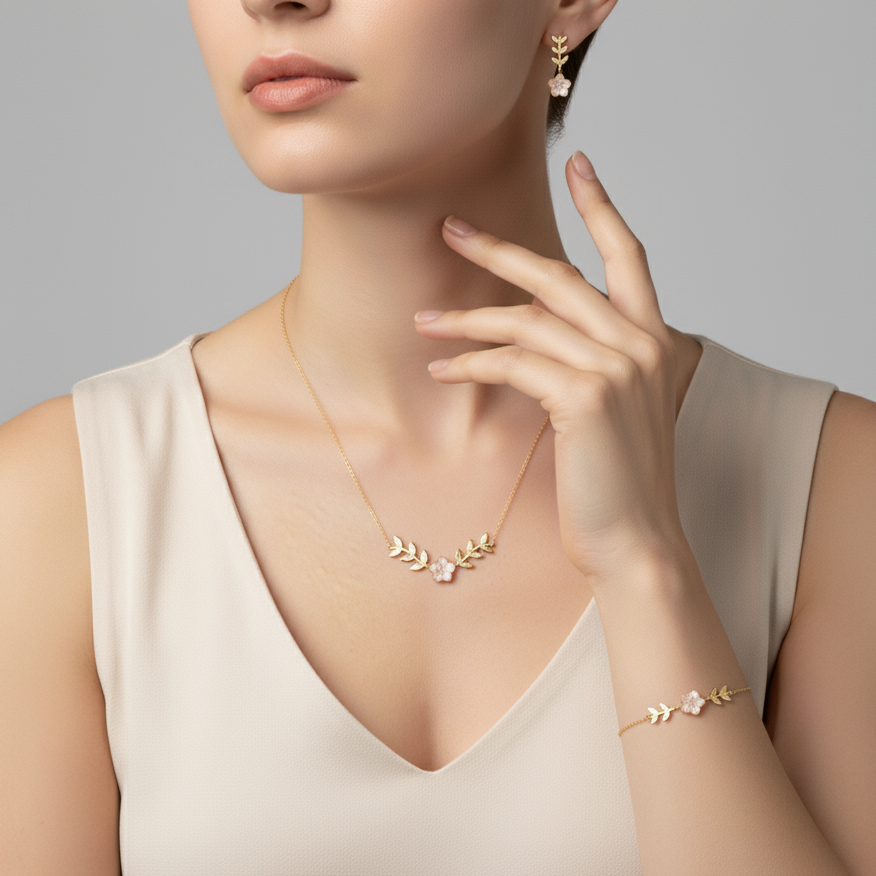 Ensemble Sérénité Florale en Or 18K