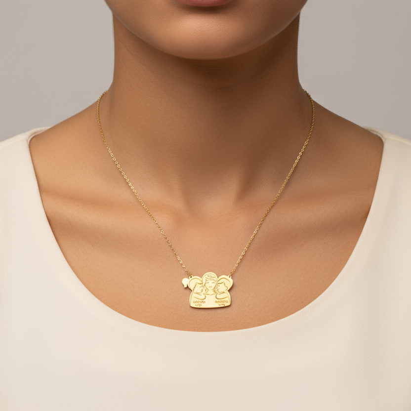 Personalized Mom of 2 Necklace in 18K Gold 