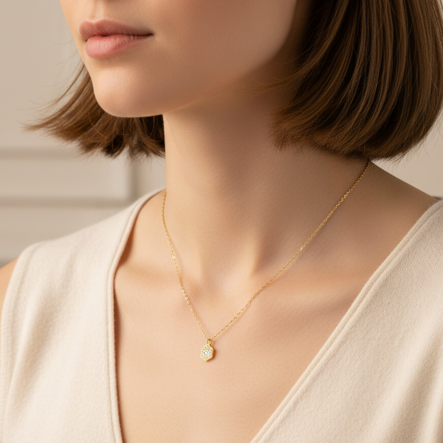 18K Gold Crystal Necklace