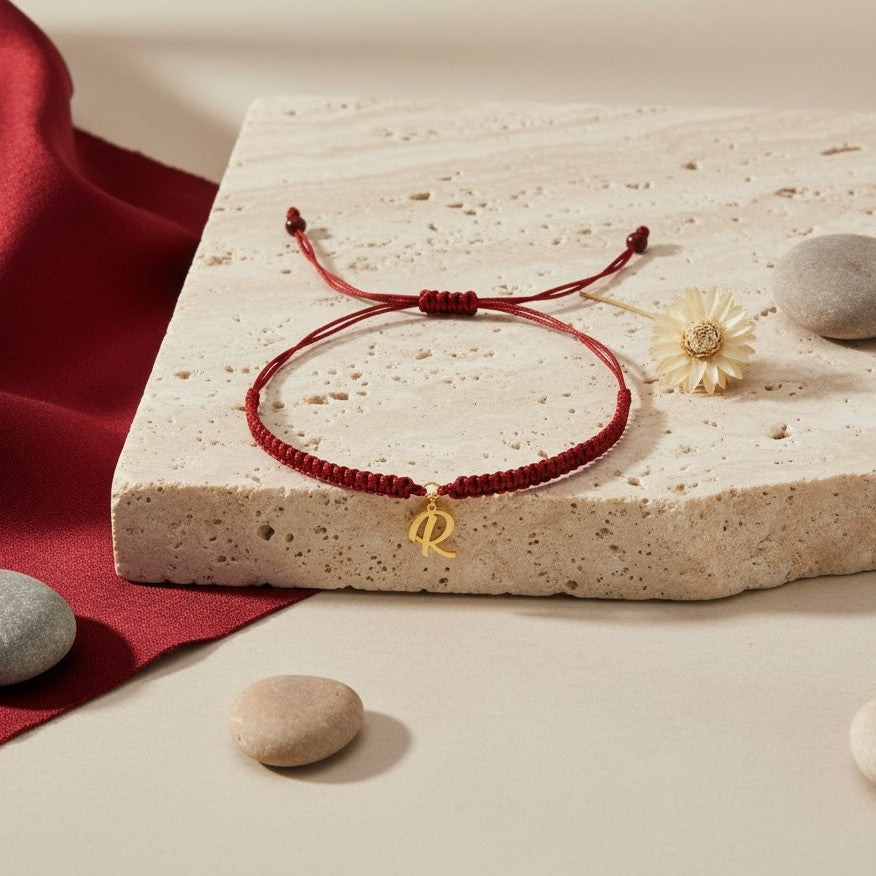 Bracelet Cordon Initial en Argent