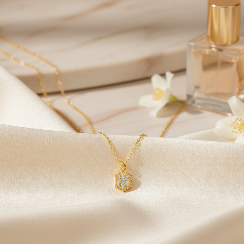 18K Gold Crystal Necklace