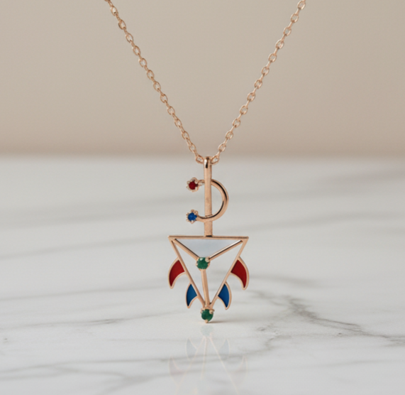 Flame d'AZOR enamelled in 18K Gold