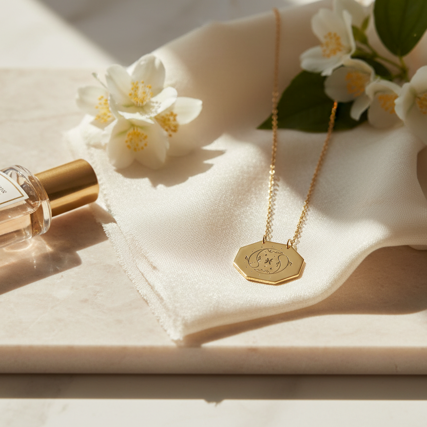 Personalized Zodiac Necklace V1 in 18K Gold 