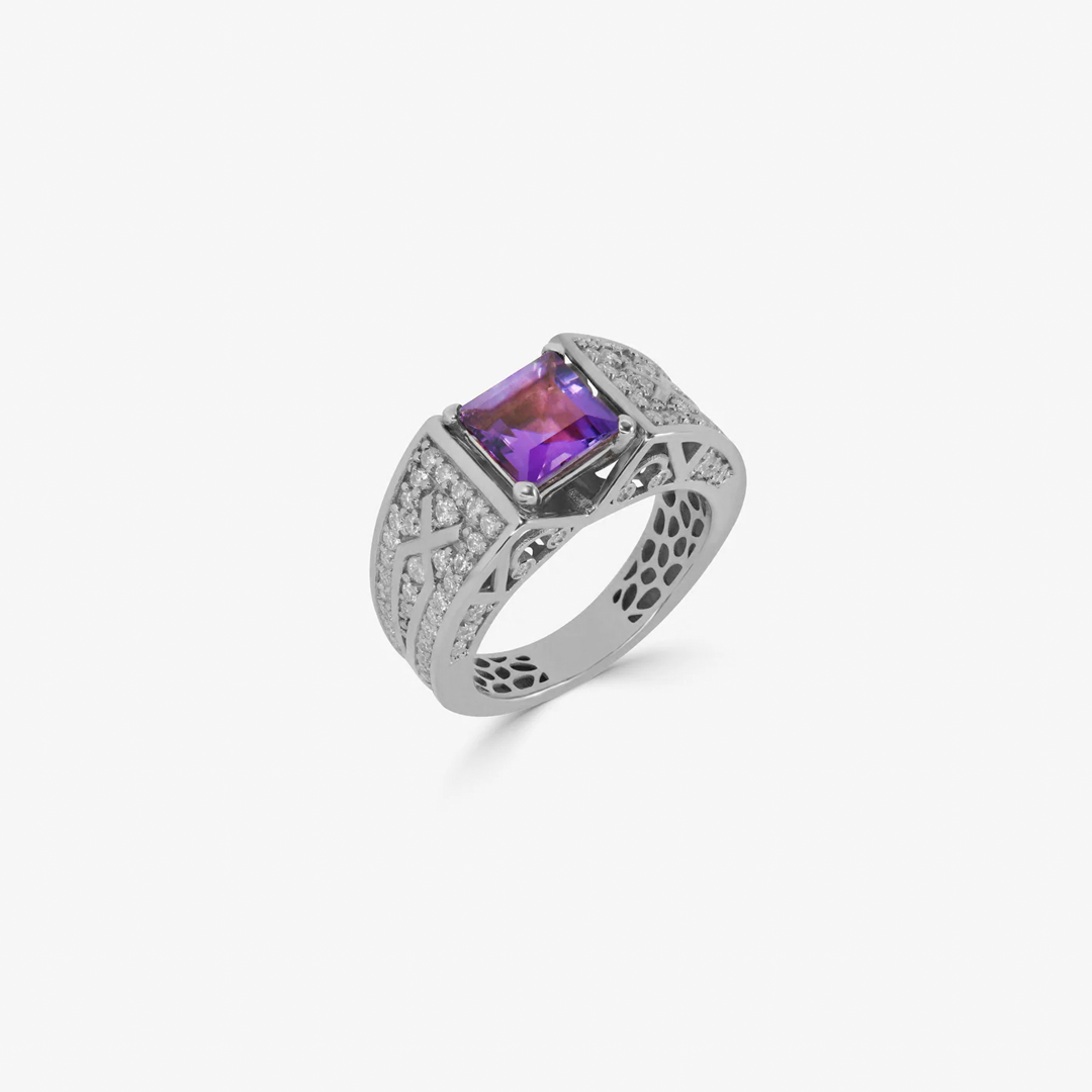 Bague Tribale en Or 18K et Améthyste