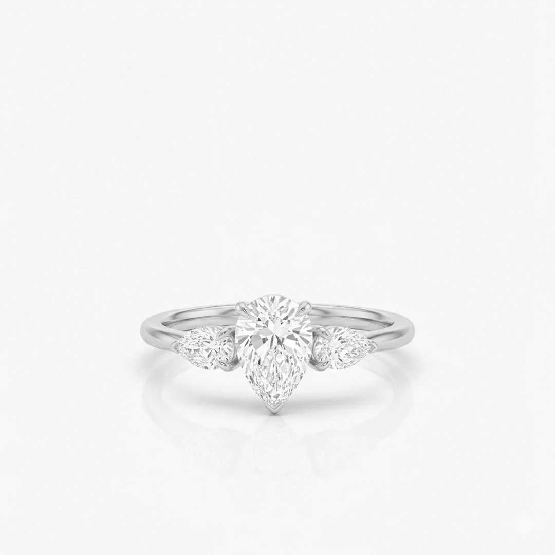 Bague solitaire Poire Trio