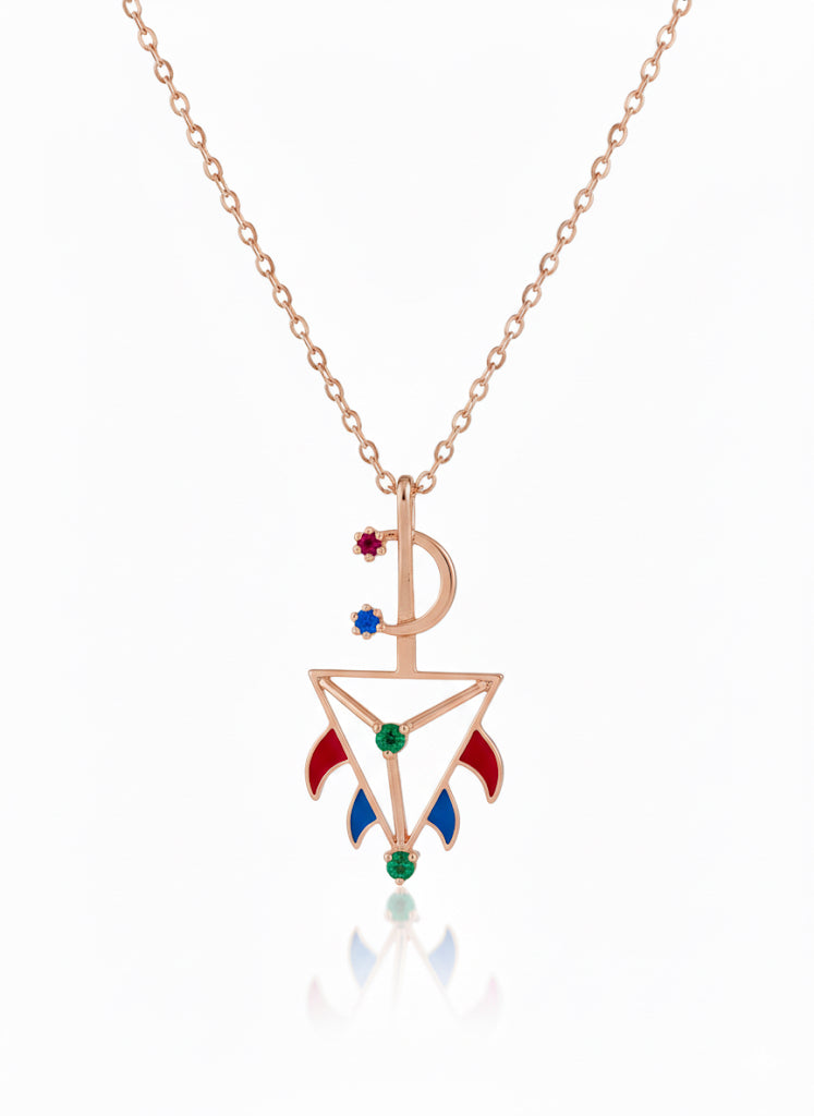 Flame d'AZOR enamelled in 18K Gold