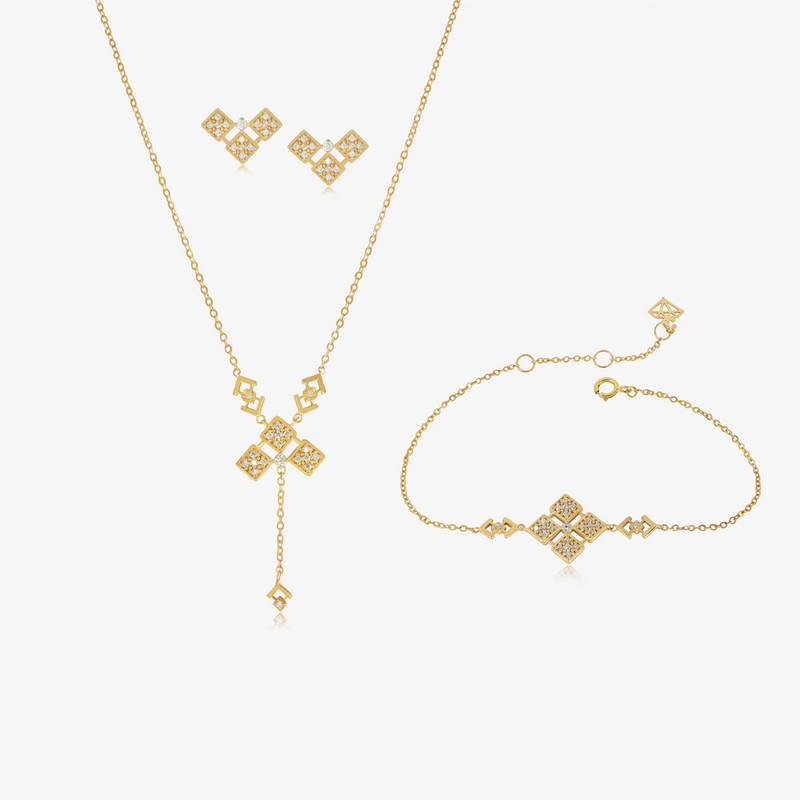 Ensemble Trèfle tribale En Or 18K
