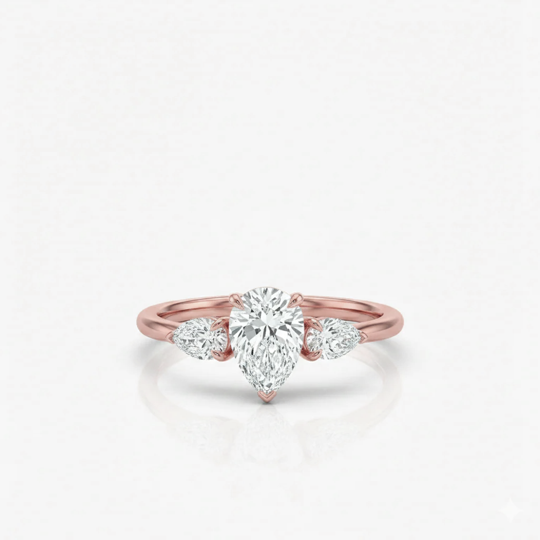 Bague solitaire Poire Trio