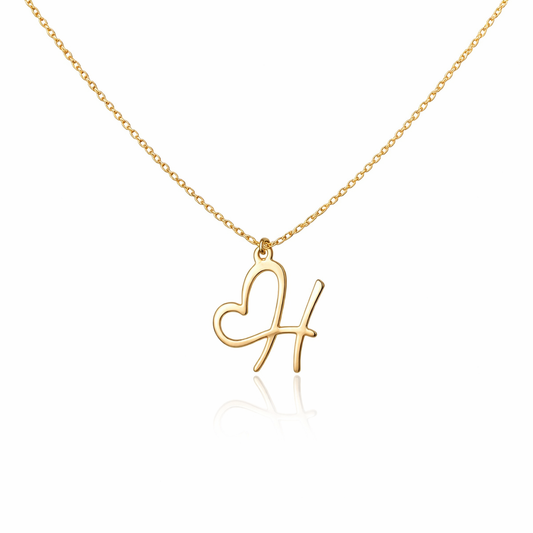 Collier Initiale Cœur Personnalisée en Argent