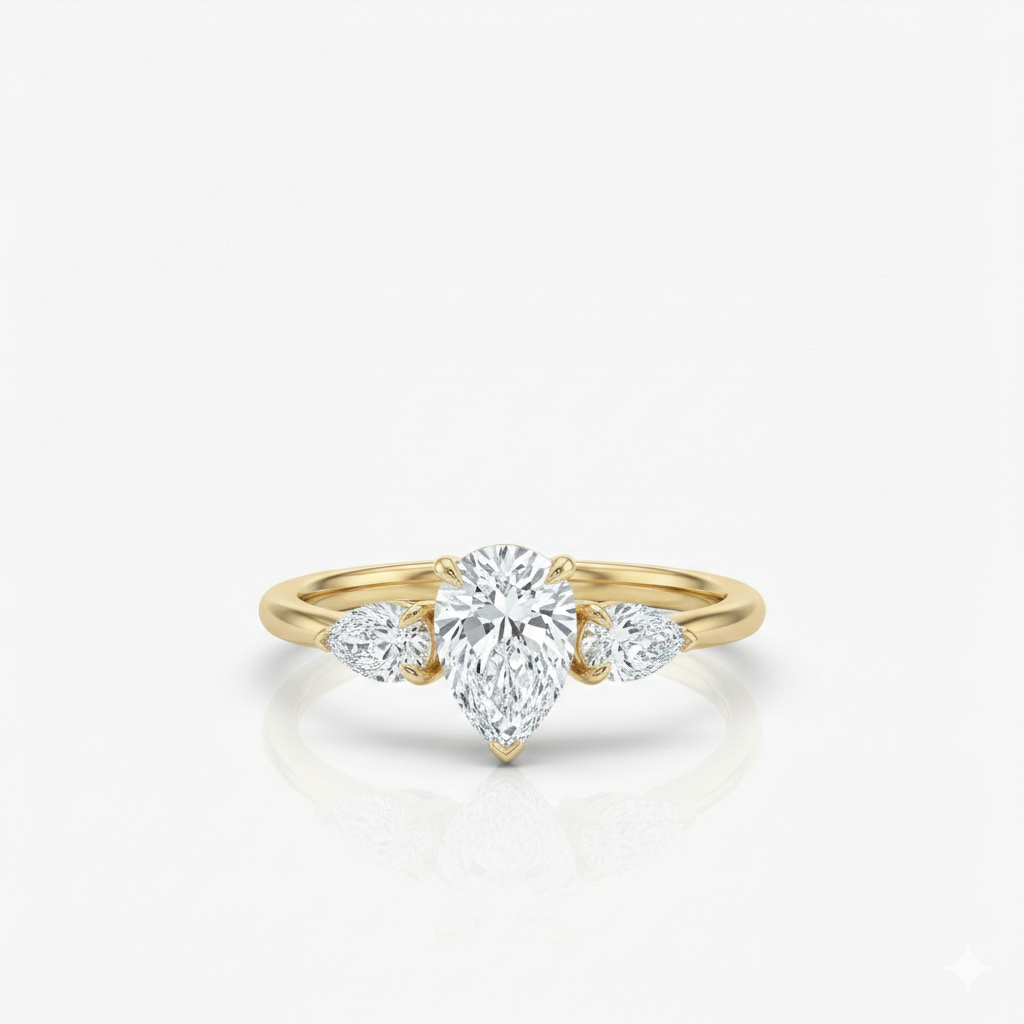 Bague solitaire Poire Trio