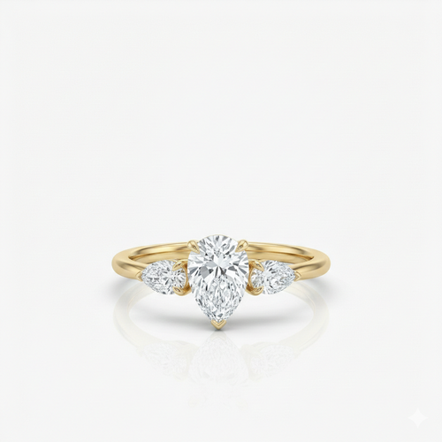 Bague solitaire Poire Trio