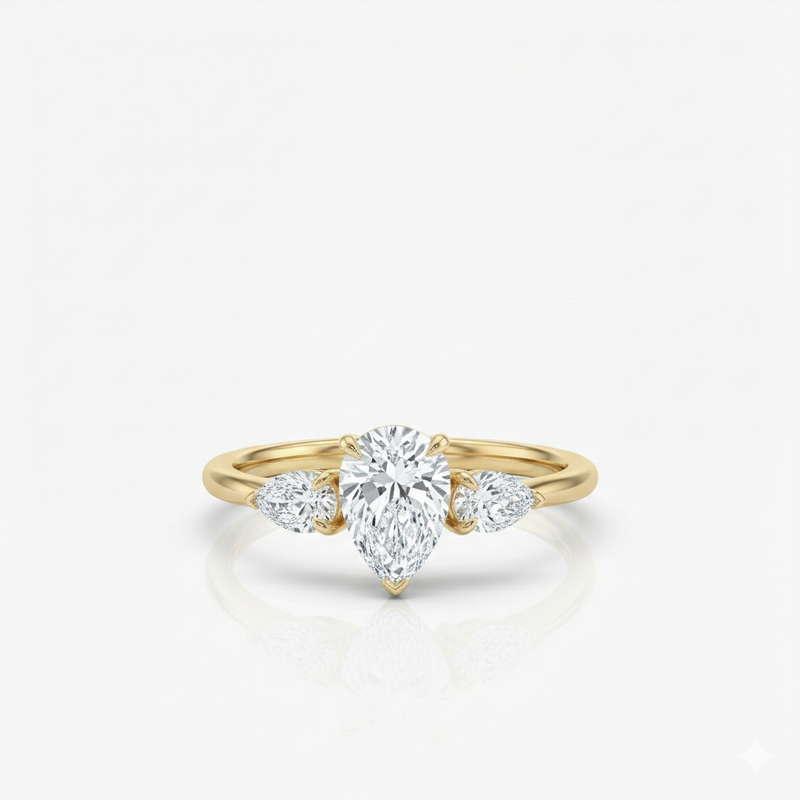 Bague solitaire Poire Trio