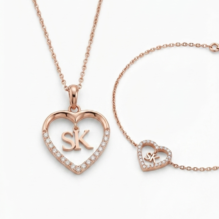 Ensemble Cœur Signature en Or 18K et Diamant Naturel