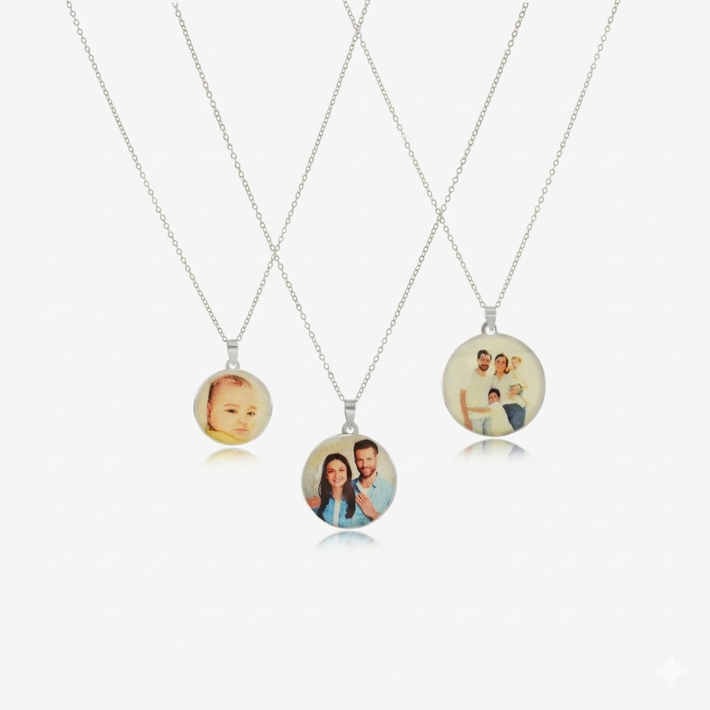 Collier Personnalisé Photo Couleur en argent — image 2