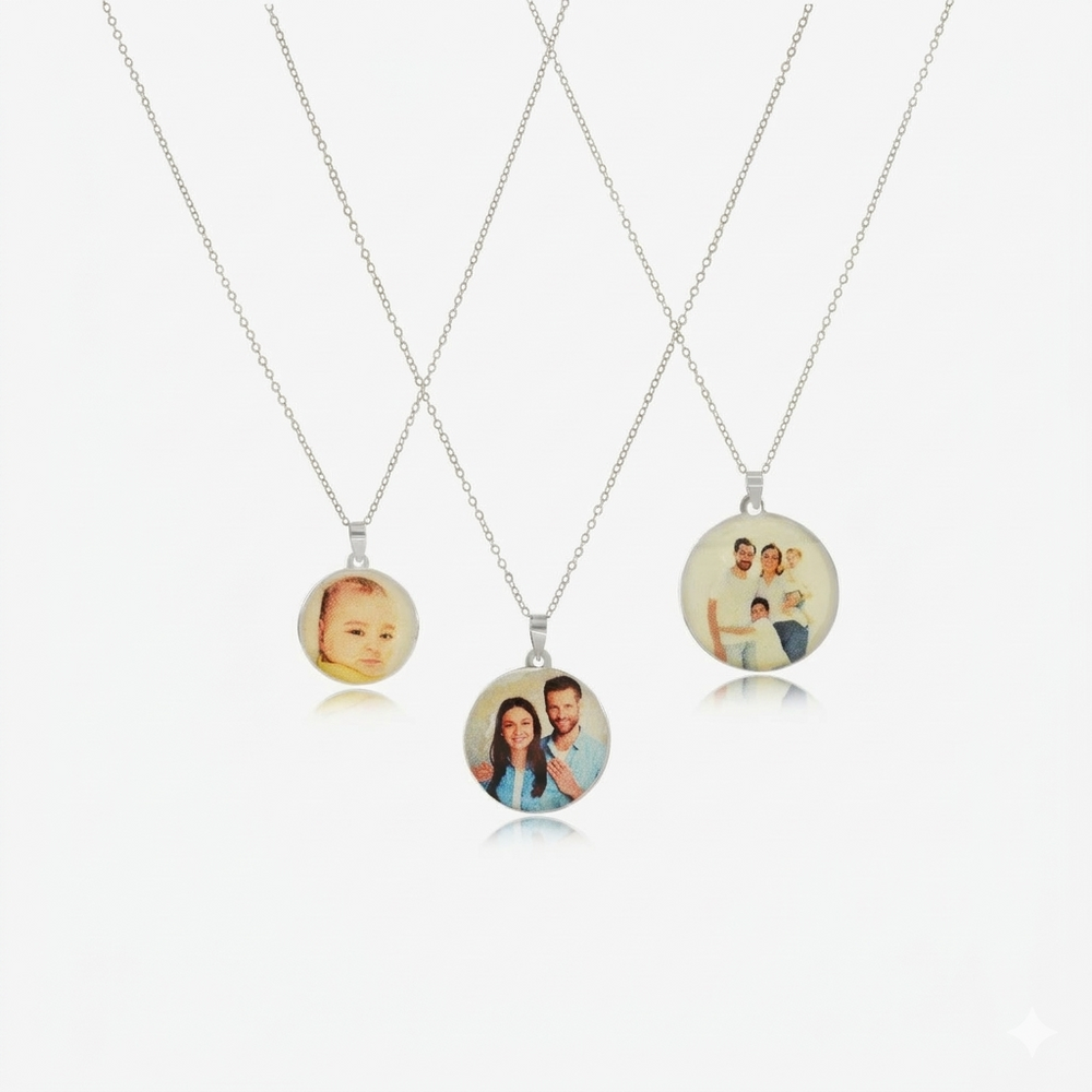 Collier Personnalisé Photo Couleur en argent