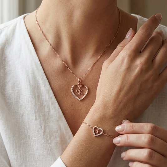 Ensemble Cœur Signature en Or 18K et Diamant Naturel