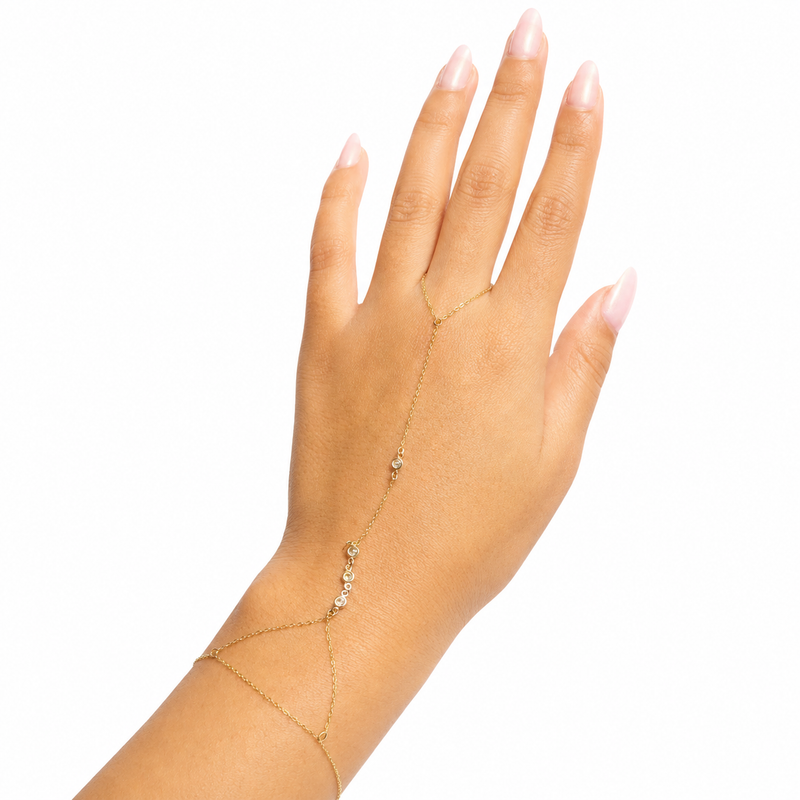 Hand Chain Éclat Divine en Or 18K