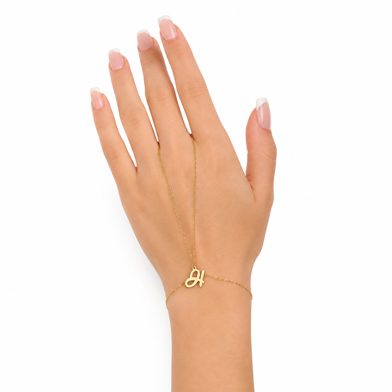 Hand Chain Personnalisée Initiale en Or 18K — image 1