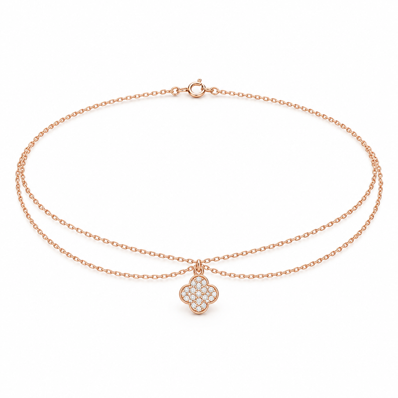 Chaîne de Cheville Trèfle Porte-Bonheur – Or 18K