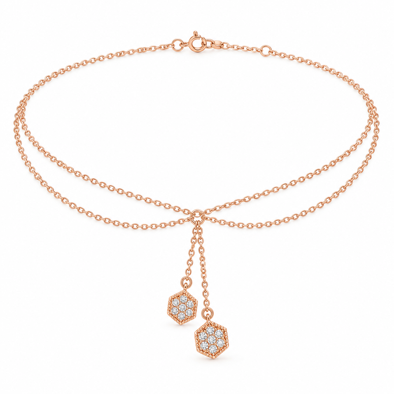 Chaîne de Cheville Rose des Vents – Or 18K
