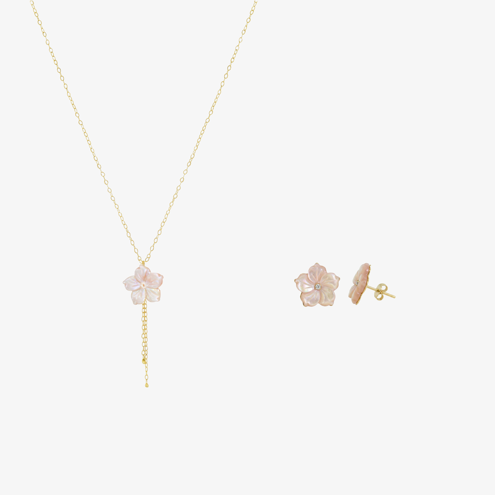 Fleur de Pureté Duo Collier et Boucles En Or 18K