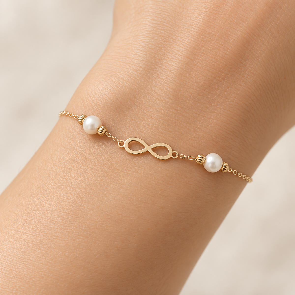 Pearl Infinity Bracelet in 18K Gold — image 2