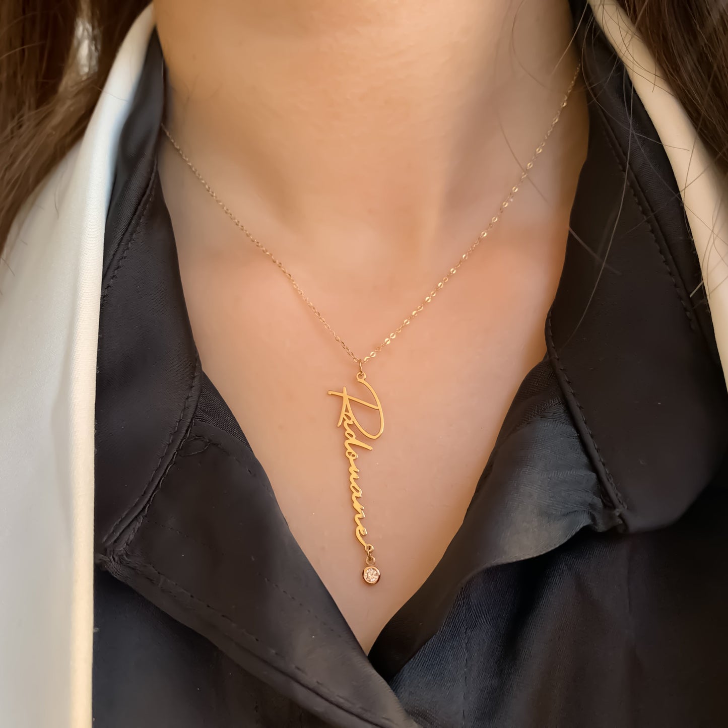 Collier Prénom Signature Brillant En Or 18K