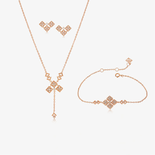 Ensemble Trèfle tribale En Or 18K
