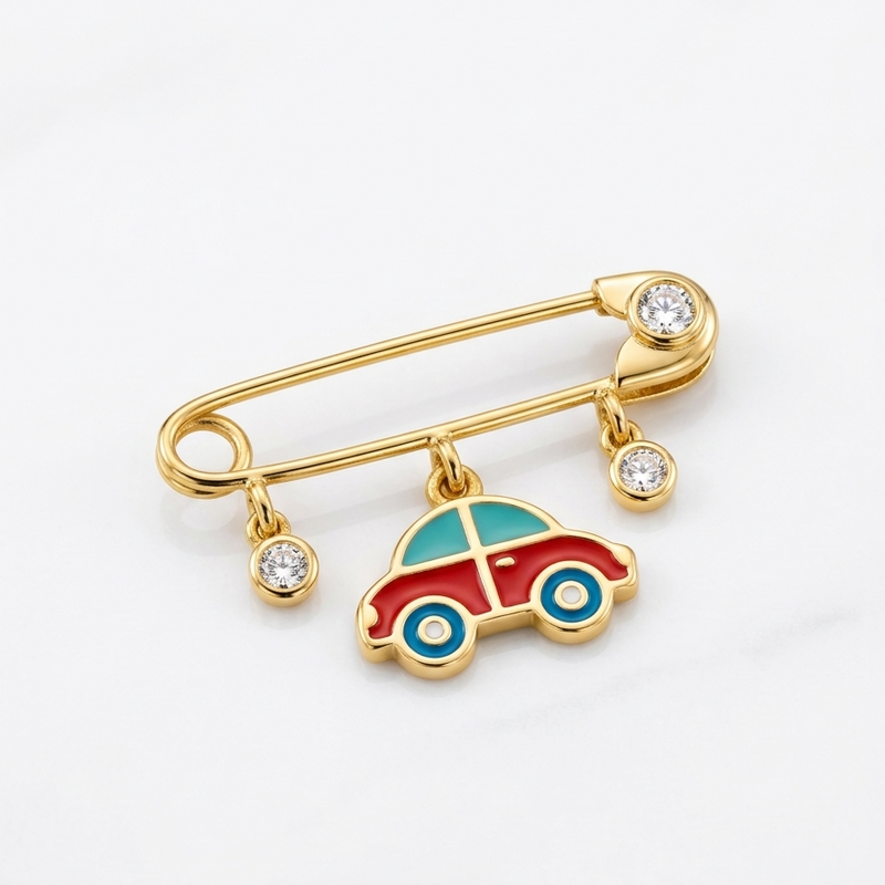 Broche Bébé Car en Or 18K