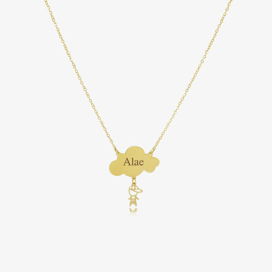 Collier Nuage  Avec prénom Personnalisé en Or 18K