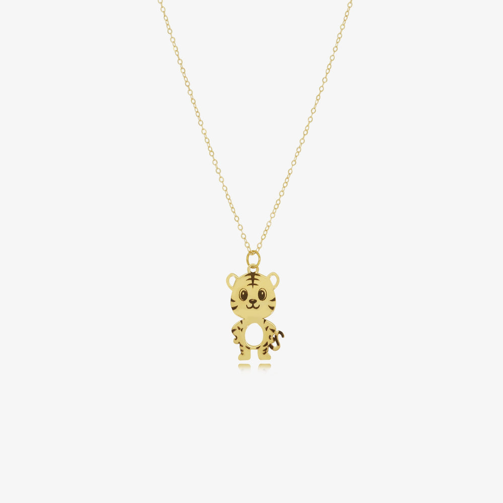 18k Gold Tiger Cub Necklace 