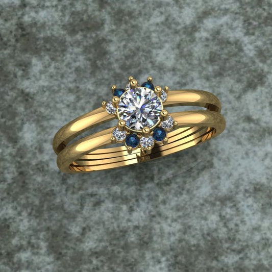 Bague Fiançaille Mi-Margueritte  en Or 18K